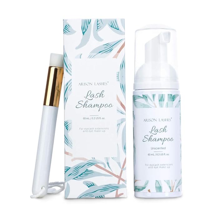 Eyelash Extension Shampoo+Brush/60ml Eyelash Foam Cleaner/Safe and Mild Without Irritation/Remove Makeup Residue & Mascara/Perfect For Salon Use And Home Care(unscented)