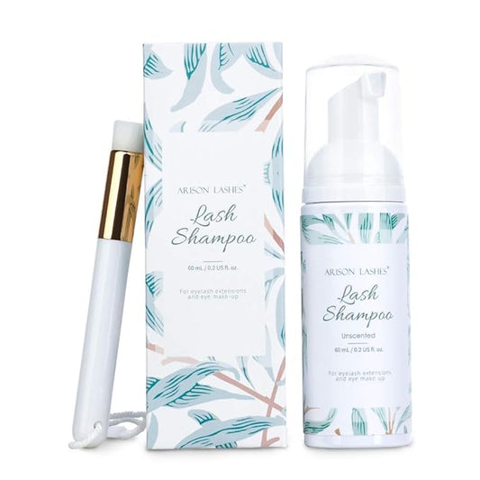 Eyelash Extension Shampoo+Brush/60ml Eyelash Foam Cleaner/Safe and Mild Without Irritation/Remove Makeup Residue & Mascara/Perfect For Salon Use And Home Care(unscented)