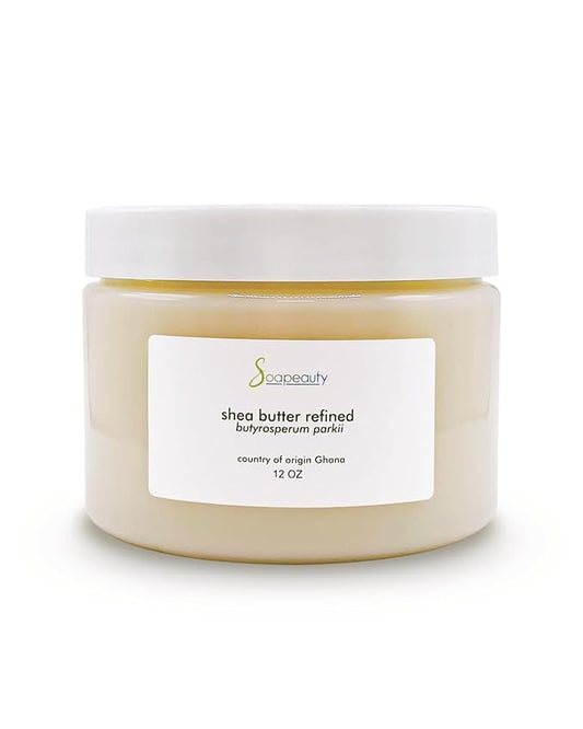 Soapeauty 100% Pure Refined African Shea Butter - Expeller Pressed, Odorless - Pure Moisturizer for Skin & Hair - Ethically Sourced from Ghana | 12 oz