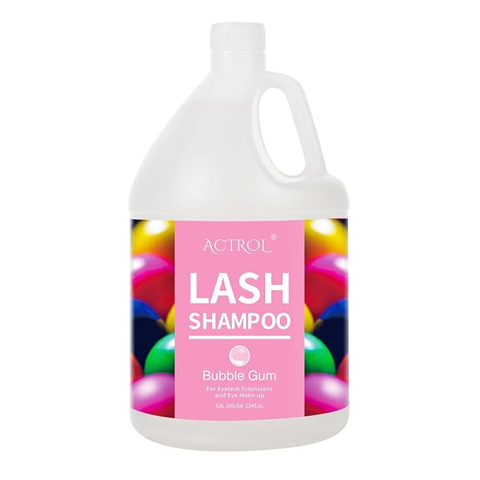 Eyelash Extension Cleanser Gallon Bubble Gum 3.8L Natural Lash Extension Shampoo Professional Eyelid Foaming Cleanser Paraben & Sulfate Free Non-lrritating with Salon and Home Care