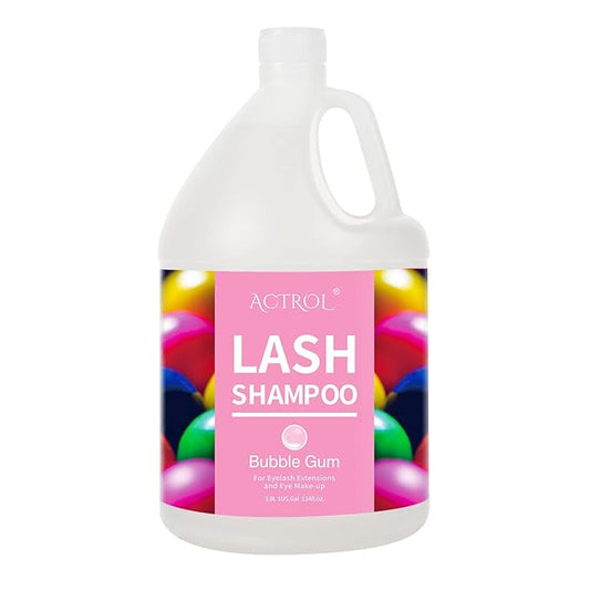Eyelash Extension Cleanser Gallon Bubble Gum 3.8L Natural Lash Extension Shampoo Professional Eyelid Foaming Cleanser Paraben & Sulfate Free Non-lrritating with Salon and Home Care
