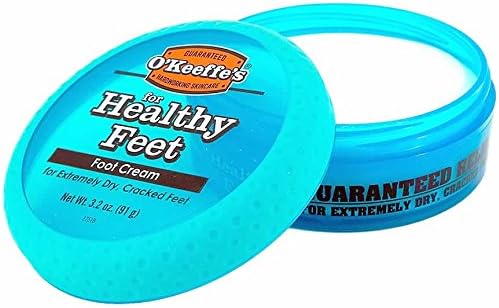 Dry Cracked Heels Repair Bundle with Open Toe Moisturizing Silicone Gel Heel Socks (2 Pairs, Gray) and O’Keeffe’s Healthy Feet Cream Jar for Home Foot Skin Care