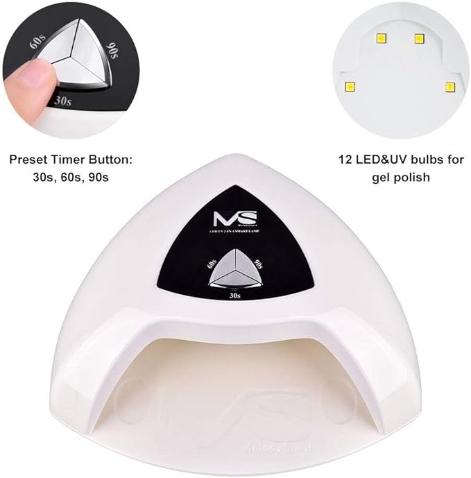 MelodySusie Eos Pro12W UV/LED Nail Lamp - Smart Nail Dryer, Cures All Major Gel Nail Polish Brands, White
