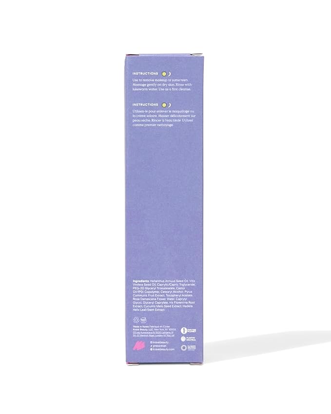 KraveBeauty Makeup Re-Wined, Transforming Jelly Oil Cleanser, Removes Makeup & Impurities, Suitable For All Skin Types, Vegan & Cruelty Free, 3.40 fl oz, pack of 1