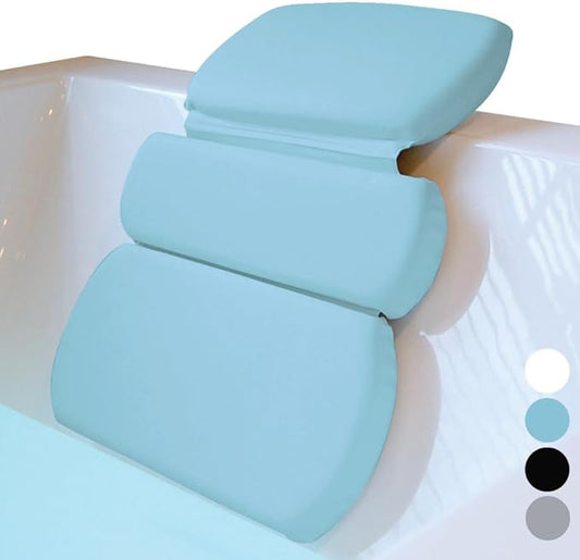 GORILLA GRIP Bath Pillow for Tub, Improved Suction Cups, Luxury Bathtub Pillows, Headrest for Neck and Back Support, Relaxing Home Spa, Hot Tubs and Bathroom Essentials, Gifts for Women, 3 Panel Blue