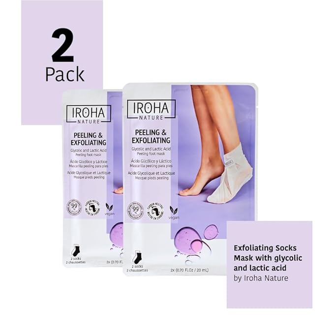 Exfoliating Foot Peel Mask with Lavender - 2 Pairs (2 Uses) - Intensive Treatment for Dry Skin & Calluses, Glycolic & Lactic Acid, Removes Dead Skin, Cracked Heel Repair, Vegan & Natural …