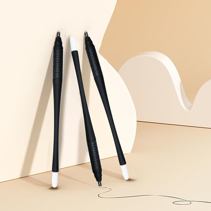 M PACK Of 10 Mellie's Signature Microblading Disposable Pen - U SHAPE .18mm - Sterile - Sharp Blade & Non Slip Grip With Pigment Sponge - 18U Microblading Needles