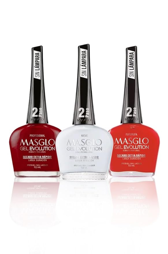 MASGLO Gel Evolution Nail Polish World of Love Set 3 PCs Shades of Differents Color - No U/V Lamp, Duration Up to 12 days