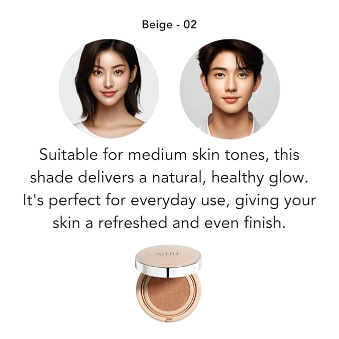 BiBi NOVA Velvet Finish All in 1 Cushion Foundation Refill │Long Lasting, Full Coverage for All Skin Types (0.67oz) (02 Beige)