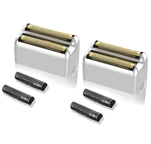 Replacement Foil and Cutter Head Compatible with Babyliss Foil Shaver, Double Foil Shaver Replacement Head, Replacement Head Compatible with Barberology FXFS2 Electric Razors(Silver)