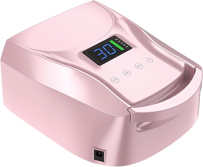 UV LED Nail Lamp,96W Rechargeable Cordless Nail Dryer, 52 Beads Quick Dry with Remote Control,4 Timers,Auto Sensor,Key Sound,Built-in Cooling Fan,Professional Gel Polish UV Light (Pink)