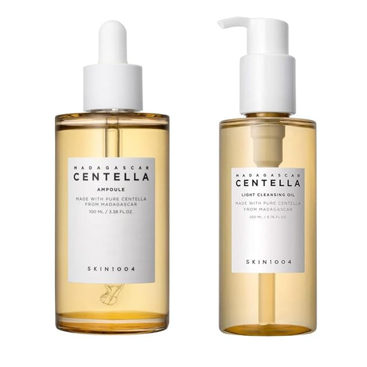 SKIN1004 Madagascar Centella Ampoule 3.38fl.oz (100ml) and Light Cleansing Oil 6.76fl.oz (200ml) Bundle