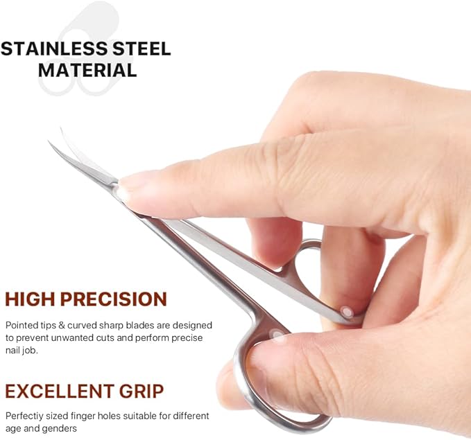 Cuticle Scissors for Women and Men Curved Stainless Steel with Tip Grooming Blades Manicure Nail for Dry Skin Nail Scissors (1)