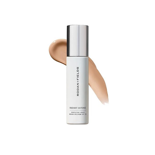 Rodan and Fields Radiant Defense Perfecting Liquid SPF 30 - Cream | 50 mL | 4-in-1 Makeup & Skin Care Beauty Solution | Sunscreen | Face Moisturizer | Light Skincare Foundation | Sunscreen for Face