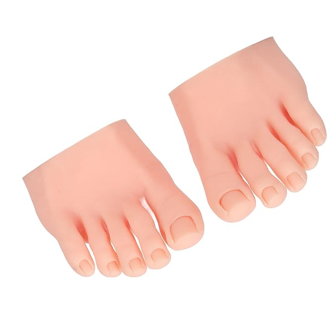 1 Pair Silicone Practice Foot, Nail Practice Training Fake Half Foot Model, Fake Foot Mode for Acrylic Nails Art Training Display Practice (Light Skin Color)