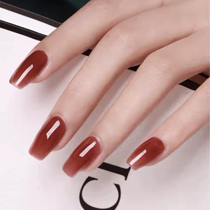 Vishine 6pcs Gel Nail Polish Set - Jelly Nude Neutral Skin Color Dusty Rose Maple Red Semi-Transparent Nail Polish - Fall Nail Gel UV LED Soak Off Home DIY 8ml