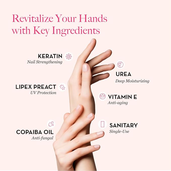 Bodipure All-In-1 Moisturizing Hand Mask | Keratin & Vitamin E Hand Mask for Dry Cracked Hands | Natural Moisturizing Gloves Formula | Strengthen Nails & Repair Hands | 24 Pairs