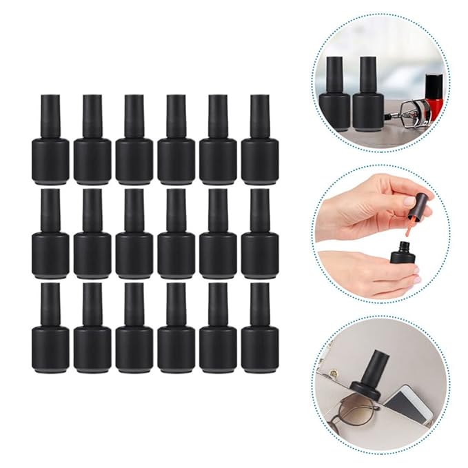 20Pcs Empty Nail Polish Glass Bottles with Brush Cap Refillable Nail Fingernail Polish Bottles Container 15ml for Nail Art Sample