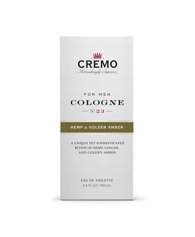 Cremo Hemp & Golden Amber Cologne Spray, A Unique Yet Sophisticated Blend of Hemp, Ginger and Golden Amber, 3.4 Fl Oz