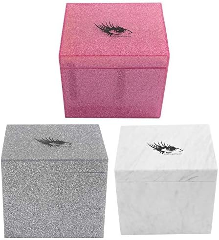 10 Layers Acrylic Eyelash Storage Box,Eyelash Holder Extension Tool,Makeup Organizer False Eyelashes Glue Pallet Holder, Grafting Eye lashes Close-Packed Display with 10 Pallets (Marble)