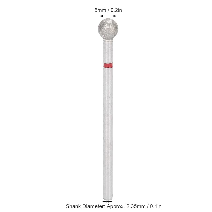 Nail Drill Bits, 50pcs Spherical Nail Drill Bits Set Dead Skin Removal Nail File Bits Grinding Head Accessory for Acrylic Gel Nails Cuticle Manicure Pedicure(5.0mm)