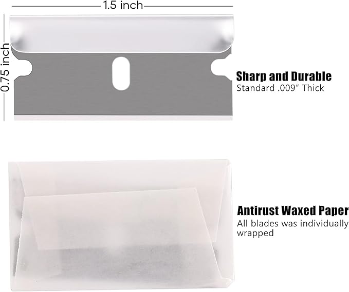 REXBETI 800PCS Single Edge Razor Blades, Industrial Scraper Razor Blades, Replacement Box Cutter Blades, Suitable for Removing Labels, Decals, Stickers