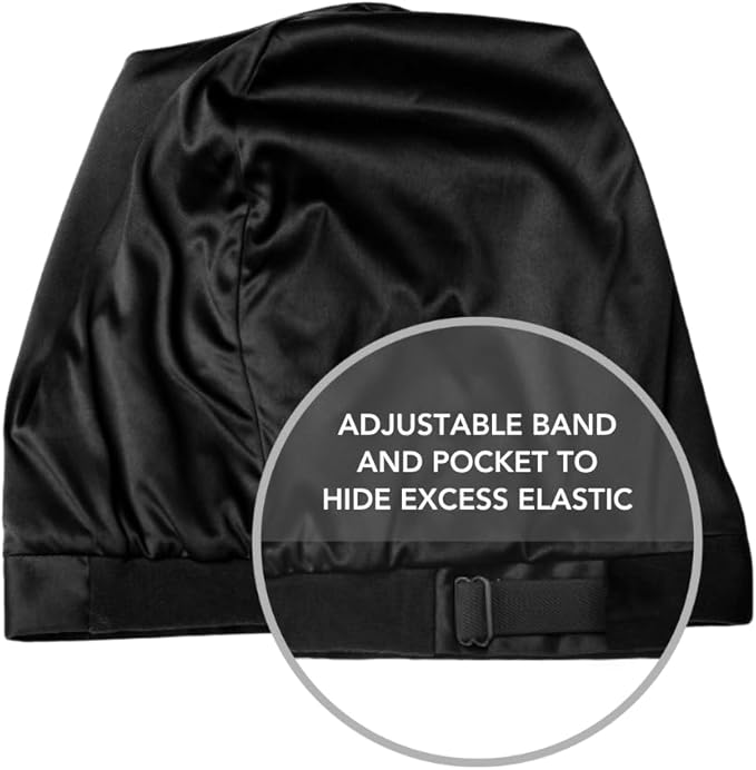 Hairbrella Satin Lined Adjustable Sleep Cap - Sleeping Caps for Women to Protect Hair, Satin Band Edge, Silk Bonnet