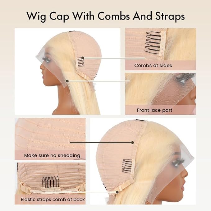 613 Lace Front Wig Human Hair Blonde 13x4 Straight 200% Density Pre-Plucked with Baby Hair HD Lace Frontal Wig for Women Natural Hairline (32 Inch)