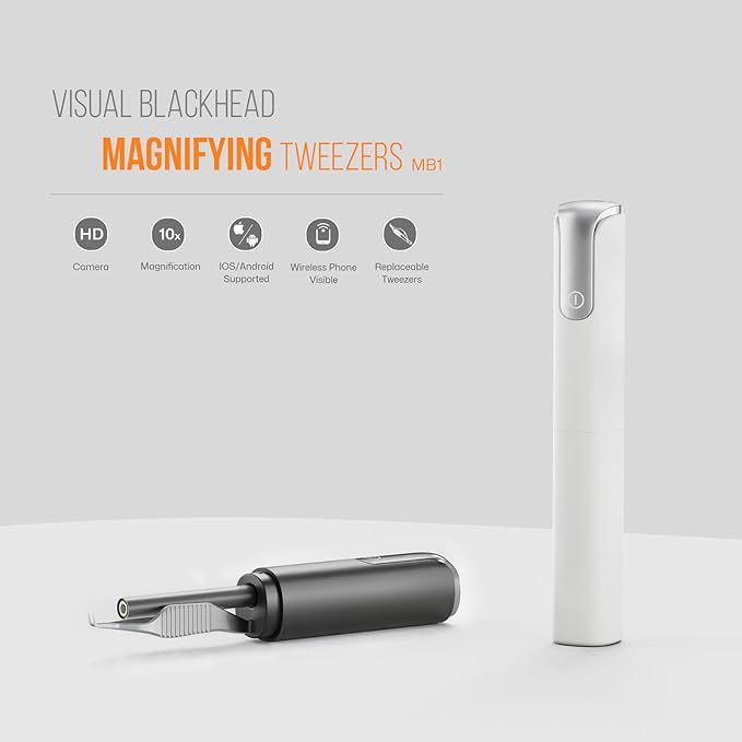 Blackhead Removal Tweezer with 1080p Camera, Ultimate Precision: Tweezer with Camera - Perfect for Delicate Tasks! - - Ingrown Hair, Ear Hair Tweezer (Black)
