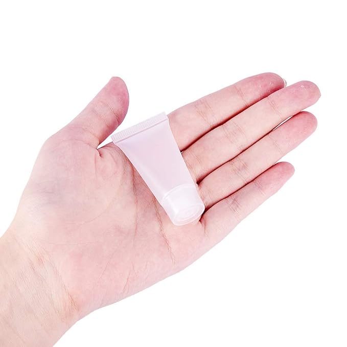 Mose Cafolo ~ 100pcs 5ml (0.17oz) Empty Cosmetic Tubes Toiletry Lotion Bottle with Screw Cover. Smooth, Polish White Plastic with Free Syringe as Gift!