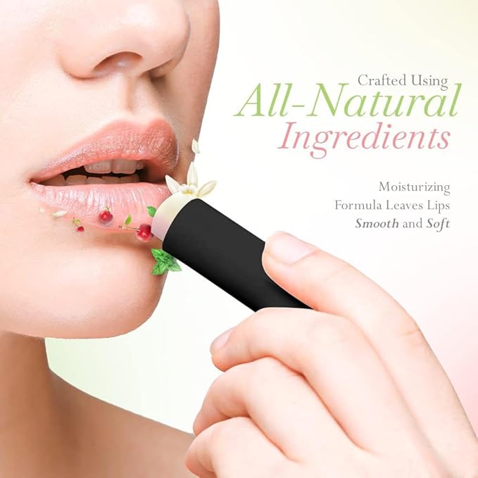 All Natural Lip Balm Bulk - Chapstick Lip Conditioner Contains Beeswax Sunflower Oil Vitamin E and Other Moisturizing Ingredients Comes in Customizable Packaging (Vanilla Black, 50 Pack)