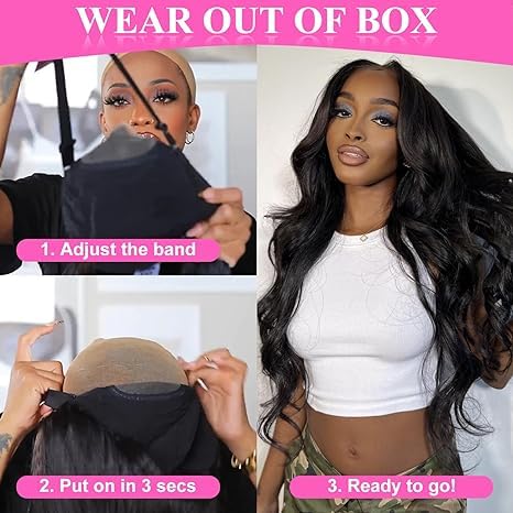 30 Inch Wear and Go Glueless Wig for Beginners Body Wave Lace Front Wigs Human Hair 180 Density 5x5 HD Lace Closure Wigs Human Hair Glueless Wigs Human Hair Pre Plucked Pre Cut Wigs for Black Women