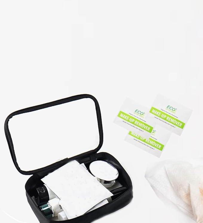 ECO Amenities 20 Count Makeup Remover Wipes with Aloe Vera and Vitamin E Individually Wrapped Facial Towelettes Skin Cleansing Wipes