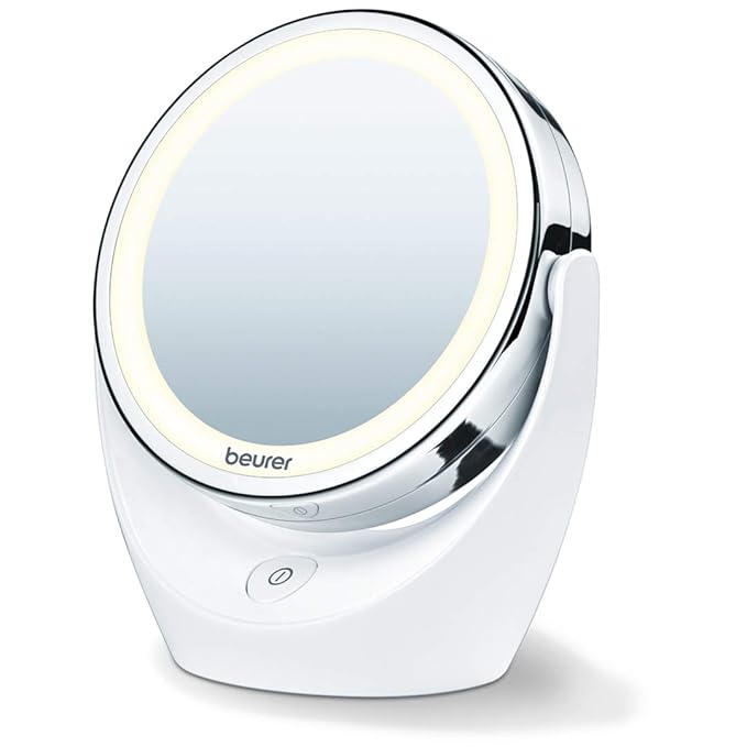 Beurer 5x Magnifying Double-Sided Cosmetic Vanity Makeup Mirror Illuminated | LED Lights | 360° Degree Swivel Rotation| Cordless | BS49