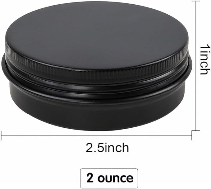 Moretoes 36 Pack Tins, 2 Oz Lip Balm Containers, Black Metal Round Tins Aluminum Cans, Empty Tin with Screw Lids for Salve, Spices or Candies