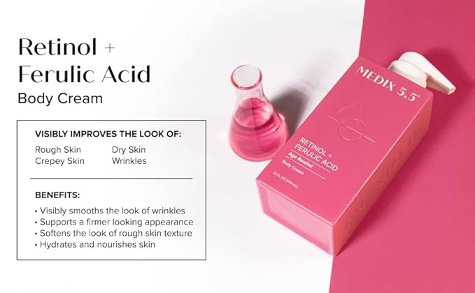 Medix 5.5 Retinol Body Lotion Skincare Moisturizer | Anti Aging Retinol Body Cream | Skin Care Tightening Lotion For Women & Men Helps Diminish Look Of Crepey Skin, Wrinkles, & Fine Lines, 15 Fl Oz