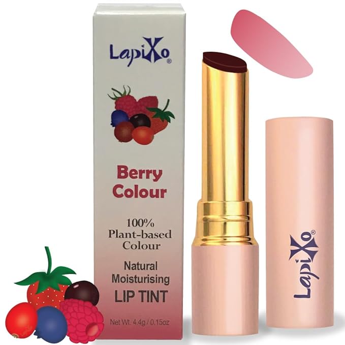 100% Plant-based Color, Unique Natural Moisturizing Lip Tint, 2-in-1 | Non-Toxic, All Food Ingredients, Antioxidant-rich Superfoods, Natural Matte Sheer, Buildable, 4.4g/0.15oz (Berry color)