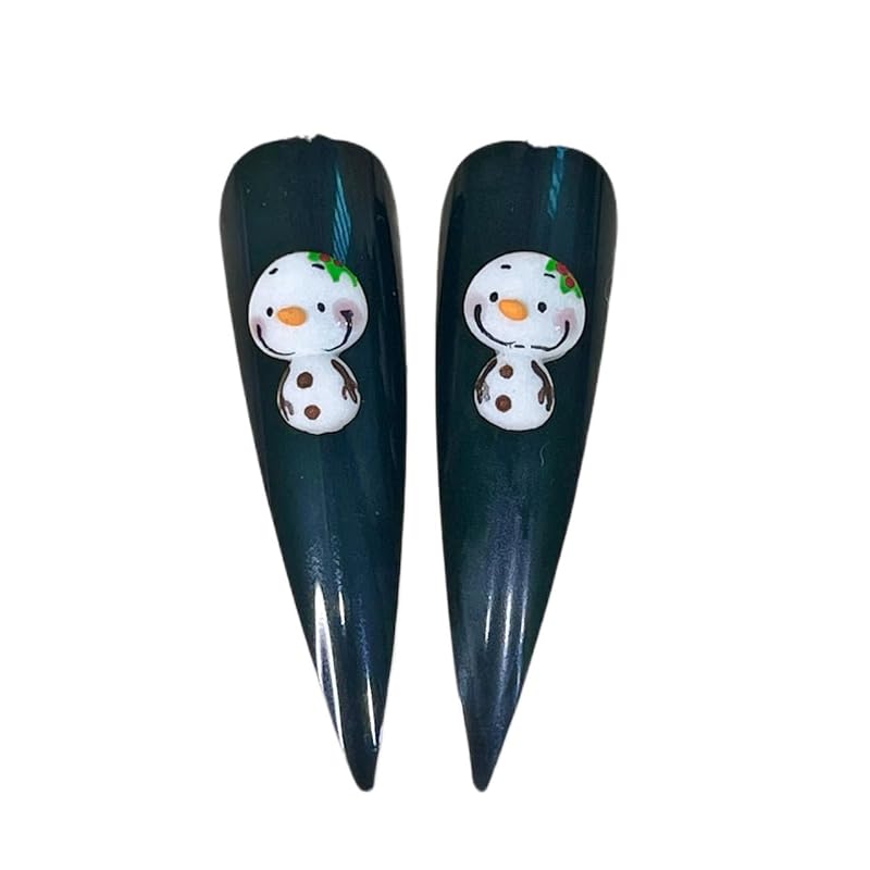 Set 10Pcs 3D Acrylic Snowman Christmas Nail Art Charms Handmade by Acrylic Powder HaFLoNa Flowers Nails (Snowman-10Pcs)