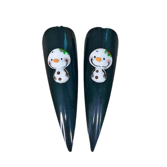 Set 10Pcs 3D Acrylic Snowman Christmas Nail Art Charms Handmade by Acrylic Powder HaFLoNa Flowers Nails (Snowman-10Pcs)