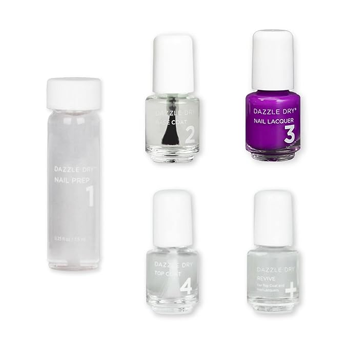 Dazzle Dry Mini Kit 4 Step System - Violet Velvet, A vibrant medium purple. Semi-sheer cream. (5 Piece Kit / 5 Manicures)