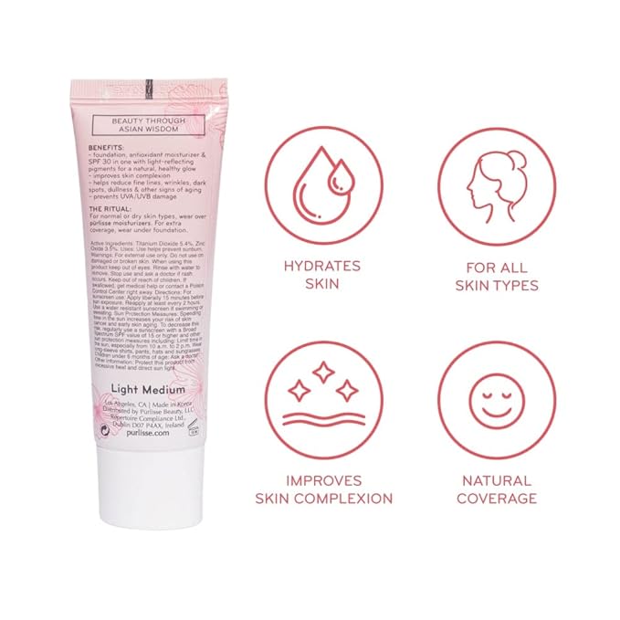 pūrlisse Ageless Glow Serum BB Cream SPF 40 - Glow BB Cream with SPF Enriched with Bakuchiol & Vitamin C to Help Improve Firmness & Reduce Wrinkles for Dewy Skin - Tan Deep (1.4 oz)