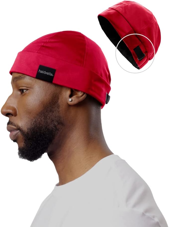 Hairbrella Premium Satin-Lined Mens Sleep Cap, Wave Cap, Adjustable Durags for Men, Durag Alternative for 360 Waves
