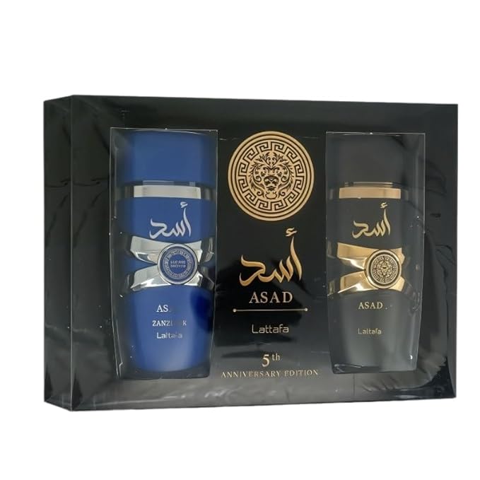 Lattafa Asad 2 Piece Gift Set (EDP 3.4 Fl Oz + Asad Zanzibar EDP 3.4 Fl Oz)