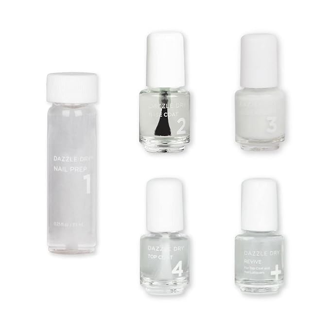 Dazzle Dry Mini Kit 4 Step System - Fine China, a sheer milky white. Simple and clean. (5 Piece Kit / 5 Manicures)