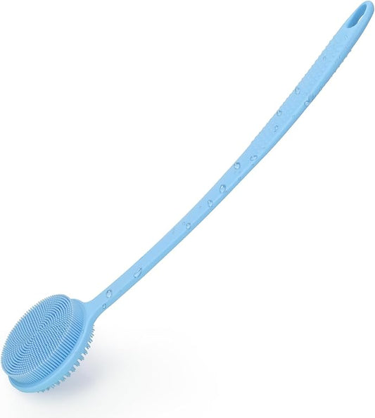VWMYQ Silicone Back Scrubber for Shower, 17in Lengthen Long Handle Body Brush, Double Sided Shower Brush for Shower Exfoliating and Massage Can Produce Rich Foam, Long Handle Back Scrubber for Men