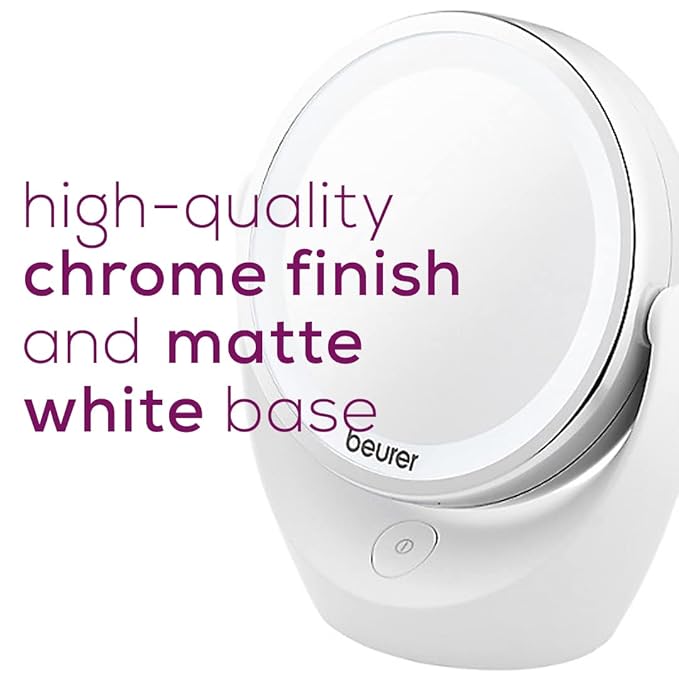 Beurer 5x Magnifying Double-Sided Cosmetic Vanity Makeup Mirror Illuminated | LED Lights | 360° Degree Swivel Rotation| Cordless | BS49