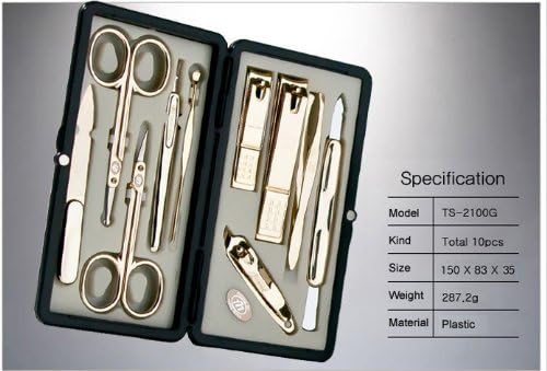 World No. 1, Three Seven 777 Travel Manicure Pedicure Grooming Kit Set, (Total 10 PC, Model: TS-2100G),Personal Nail care,Stainless steel, Made in Korea, Since 1975