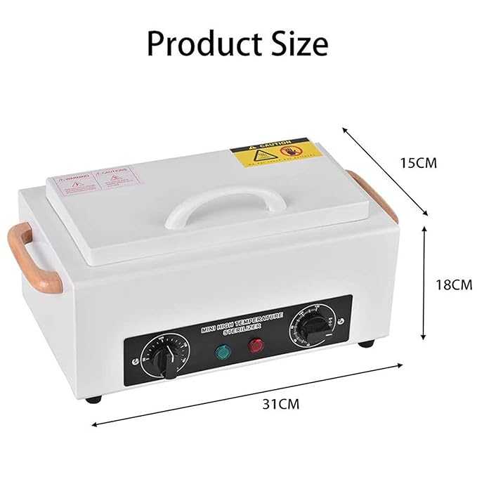 High Temperature Metal Tool Cleaning Box with Timer 110V 300W 1.5L Dry Heat Cabinet with Adjustable Temperature and Handle for Beauty SPA Salon Barber Metal Equipment Cleaning