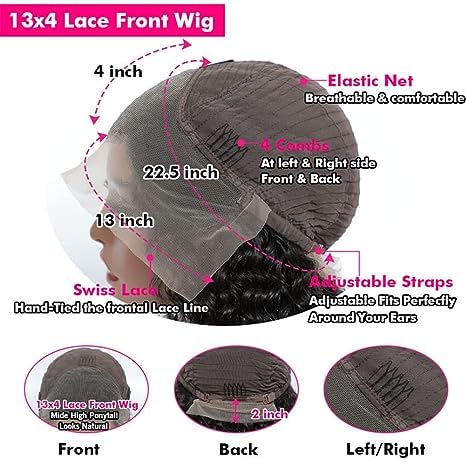 13x4 Lace Front Wigs Human Hair 180 Density Human Hair Wigs for Black Women Deep Wave Lace Front Wigs Human Hair Pre Plucked with Baby Hair 28Inch