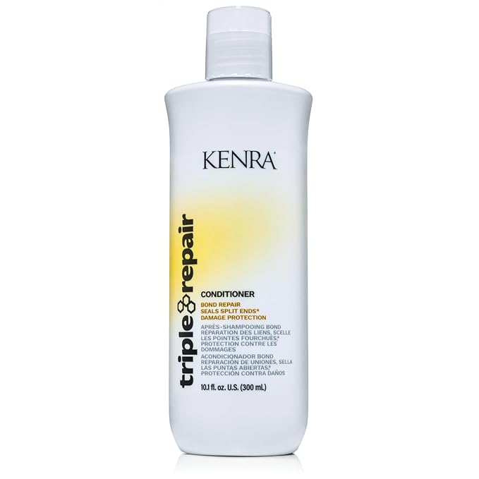 Kenra Triple Repair Shampoo & Conditioner Set | Targets & Repairs Weak or Broken Bonds | Split Ends | Damaged Hair | Bond Builder | Sulfate-Free | 10.1 fl. oz., White